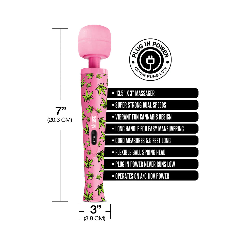 Stoner Vibes Wacky Weed Wand Massager - Pink Kush