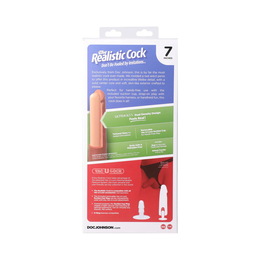 The Realistic Cock 7 in. ULTRASKYN Vac-U-Lock Dildo Vanilla