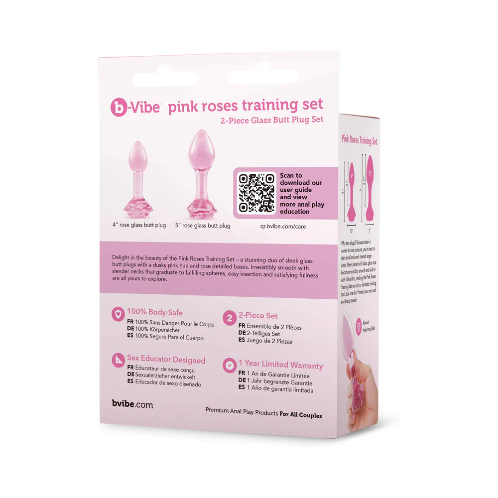 b-Vibe Pink Roses Training Plug Set