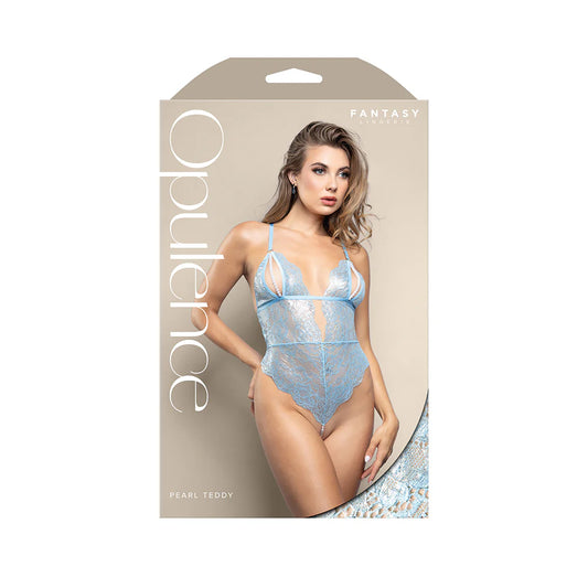 Fantasy Lingerie Opulence Split Pearl Cup Crotchless Teddy with Adjustable Pearl G-String