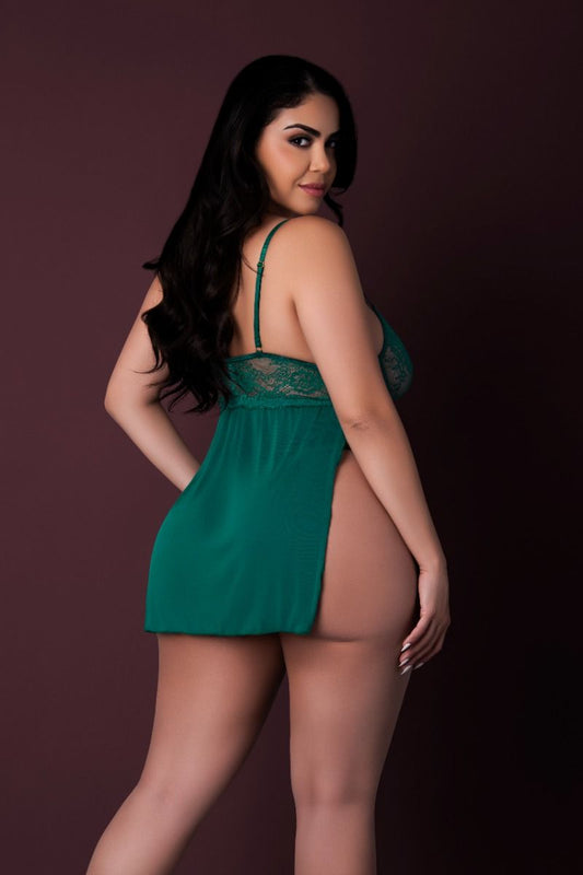 Magic Silk Evermore Babydoll & Cheeky Panty Set - Emerald