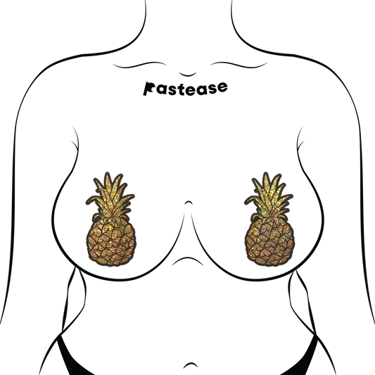 Pastease Pineapple on Glitter Gold Nipple Covers
