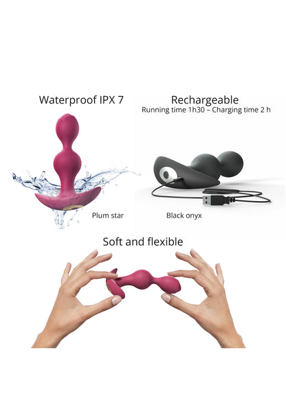 Love to Love Twinny Bud Rechargeable Silicone Multi-Speed Vibrating Anal Plug Plum