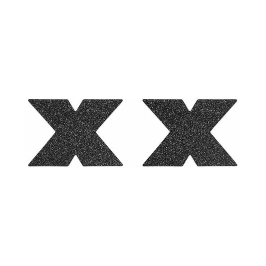 Bijoux Indiscrets Flash Reusable Glitter Pasties Cross Black