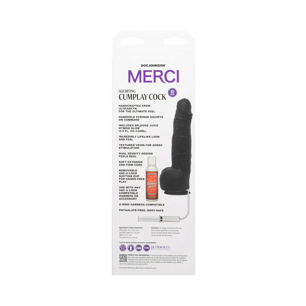 Merci Squirting Cumplay Cock 10 in. Dildo with Removable Vac-U-Lock Suction Cup