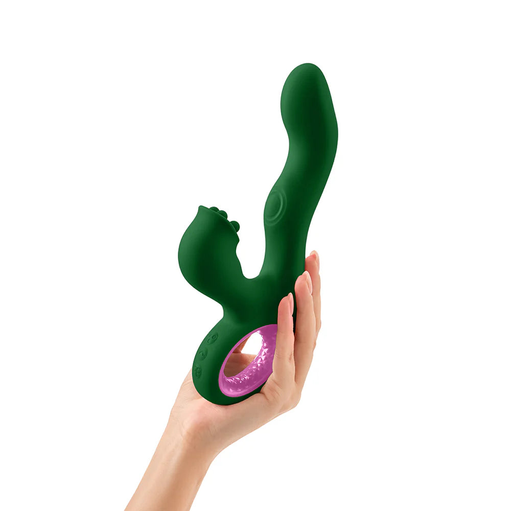 FemmeFunn Pallina Triple Action Thumping Rabbit Vibrator Dark Green