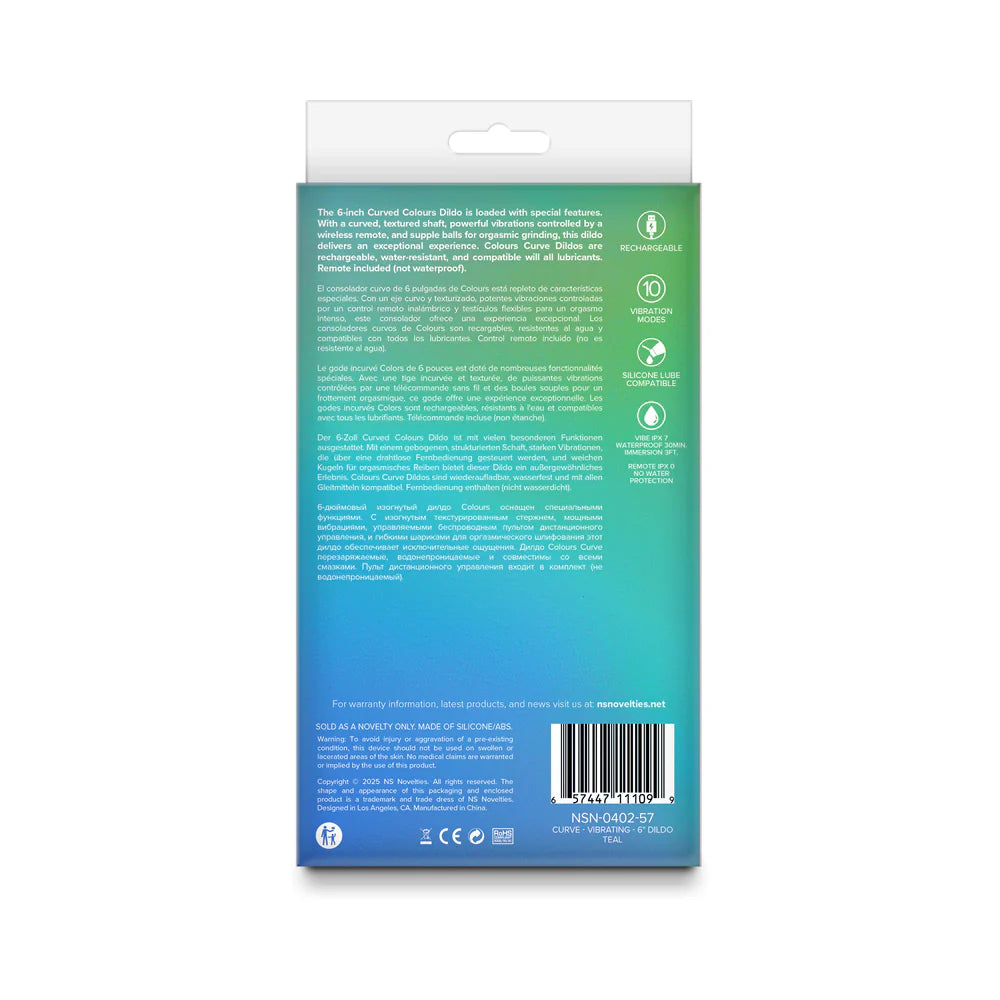 Colours Curve Vibrating 6 in. Dildo Teal