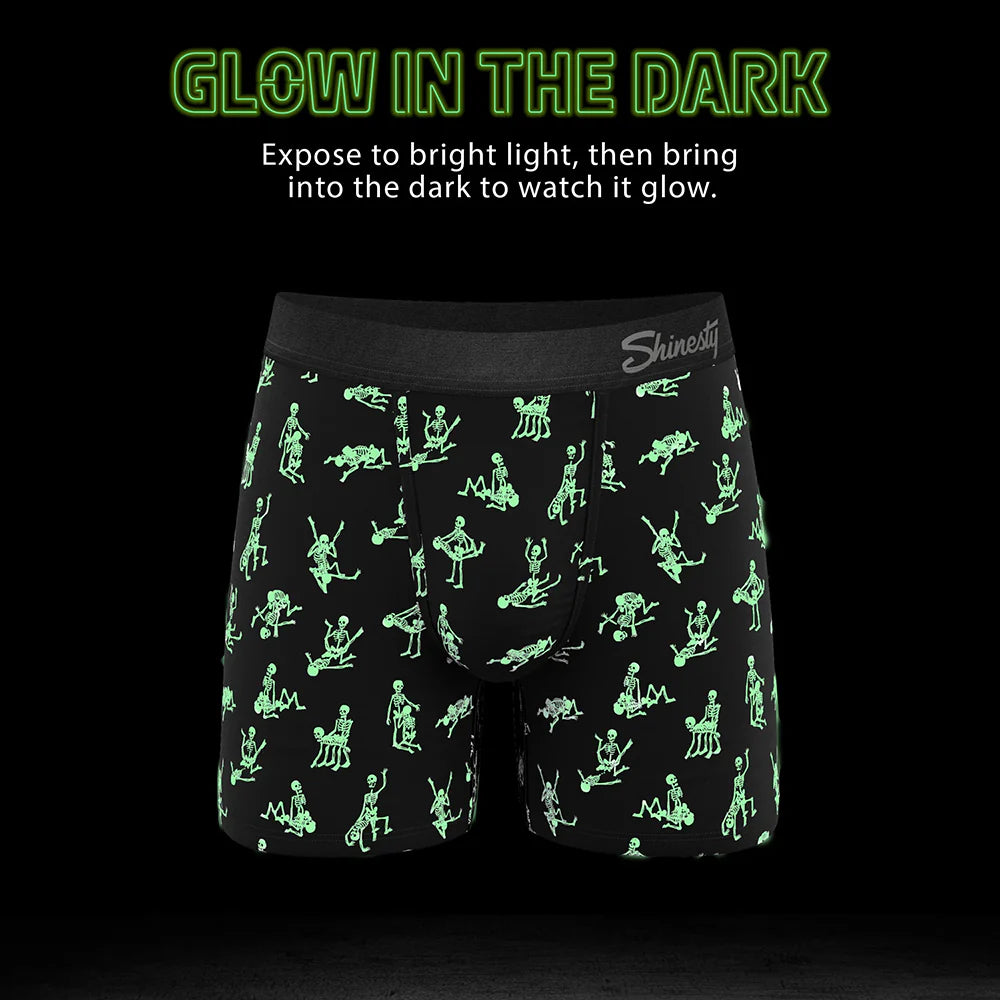 Shinesty The Bare Back Bones Glow-in-the-Dark Skeletons Ball Hammock Pouch Underwear with Fly