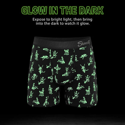 Shinesty The Bare Back Bones Glow-in-the-Dark Skeletons Ball Hammock Pouch Underwear with Fly