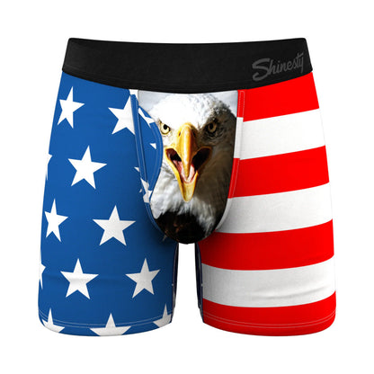 Shinesty The Mascot American Flag Ball Hammock Pouch Underwear with Fly XS