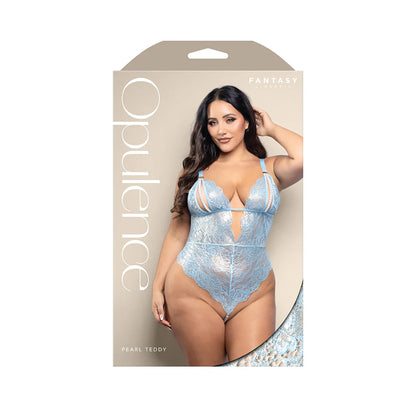 Fantasy Lingerie Opulence Split Pearl Cup Crotchless Teddy with Adjustable Pearl G-String