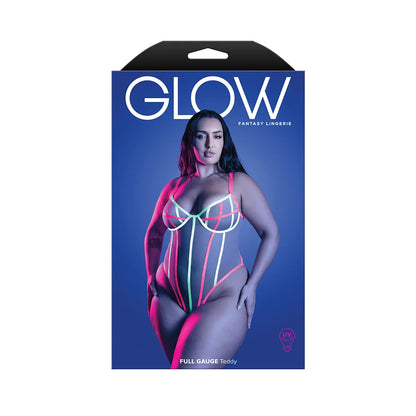 Fantasy Lingerie Glow Full Gauge Teddy with UV Elastic Binding Detail