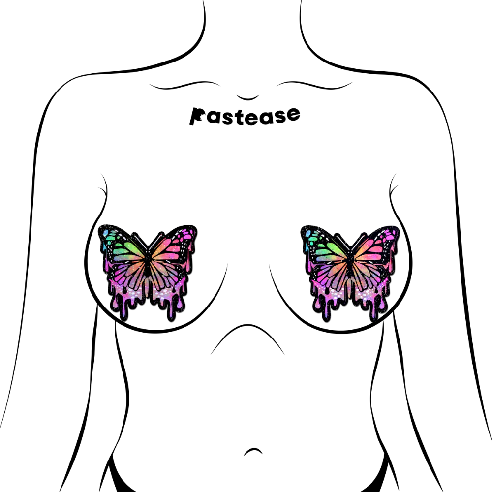 Pastease Butterfly Melt Trippy Glitter Rainbow Nipple Pasties