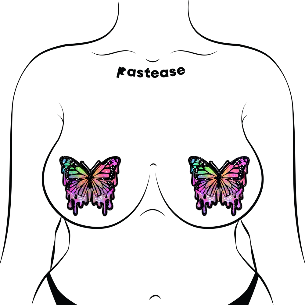 Pastease Butterfly Melt Trippy Glitter Rainbow Nipple Pasties