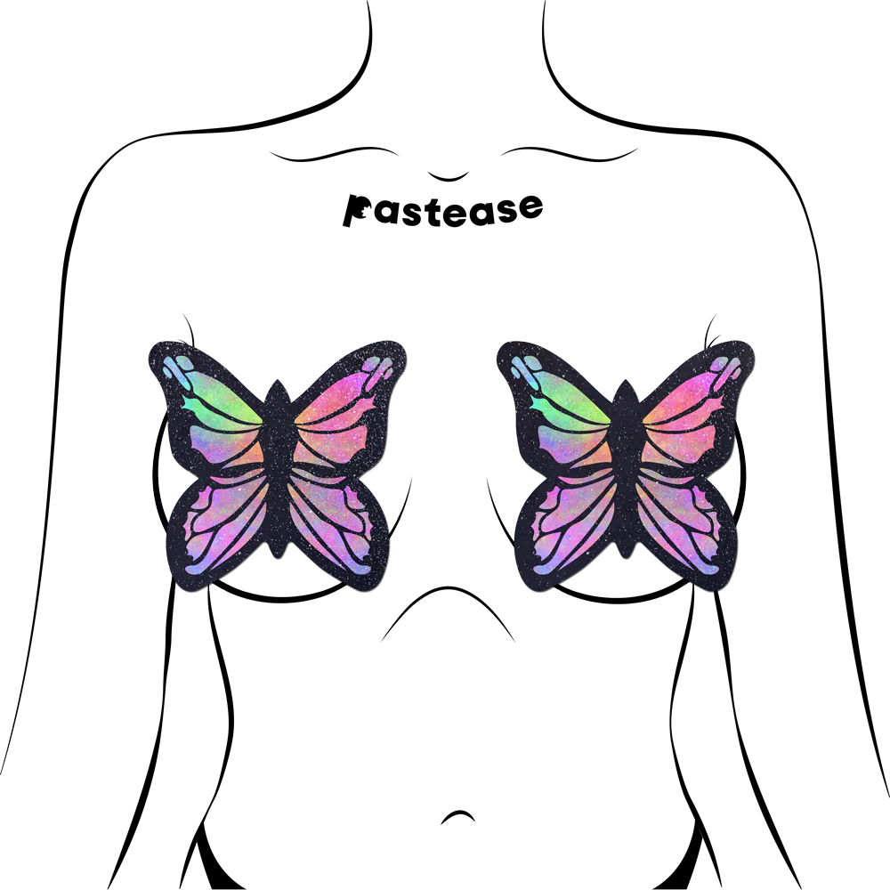 Pastease Butterfly Rainbow Twinkle Velvet Full Breast Covers Support Tape