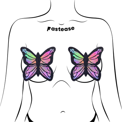 Pastease Butterfly Rainbow Twinkle Velvet Full Breast Covers Support Tape