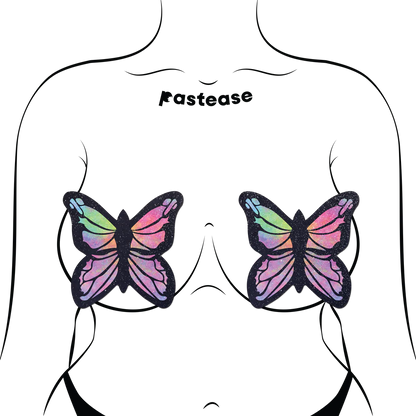 Pastease Butterfly Rainbow Twinkle Velvet Full Breast Covers Support Tape