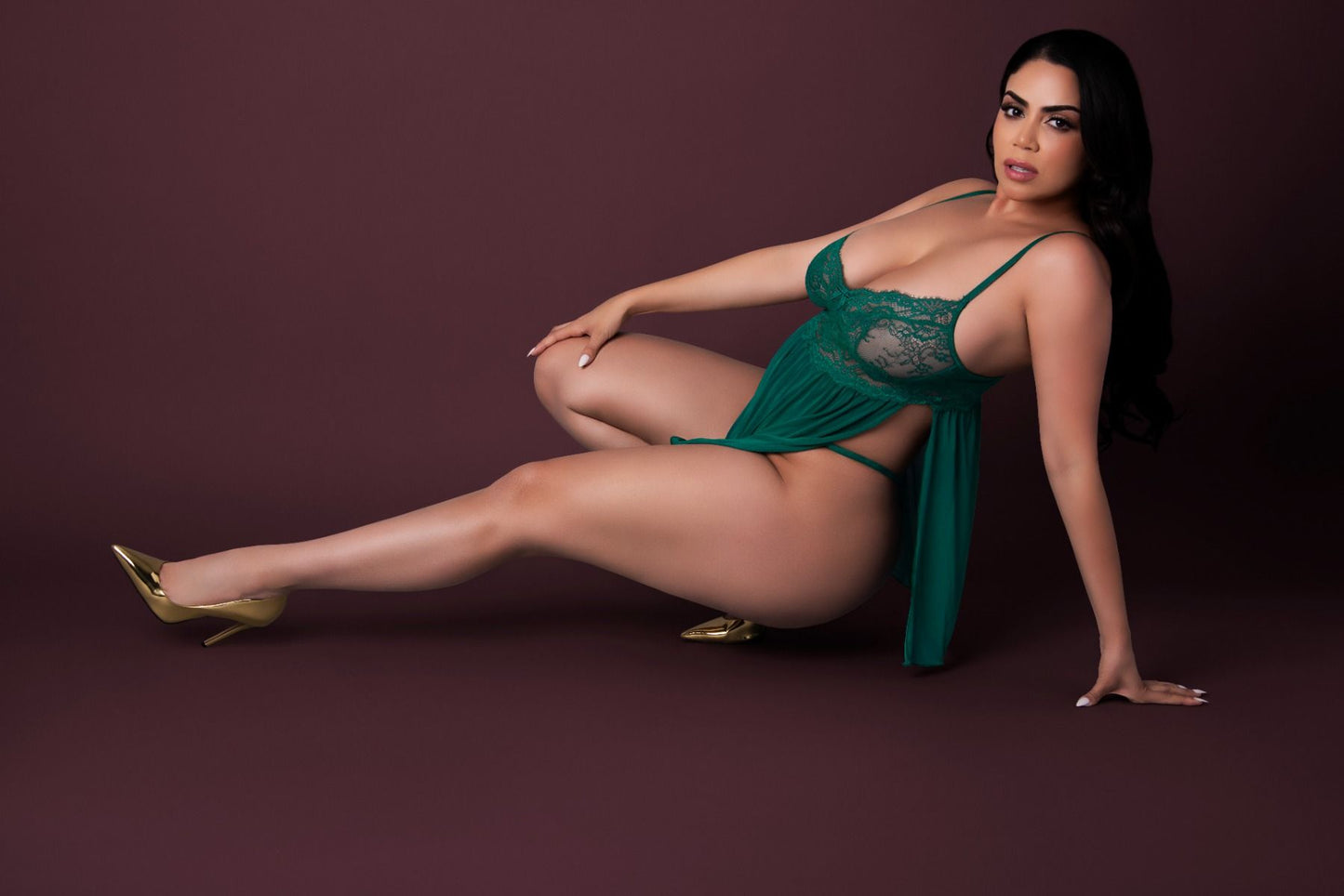 Magic Silk Evermore Babydoll & Cheeky Panty Set - Emerald