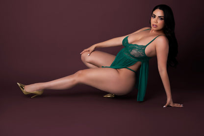 Magic Silk Evermore Babydoll & Cheeky Panty Set - Emerald