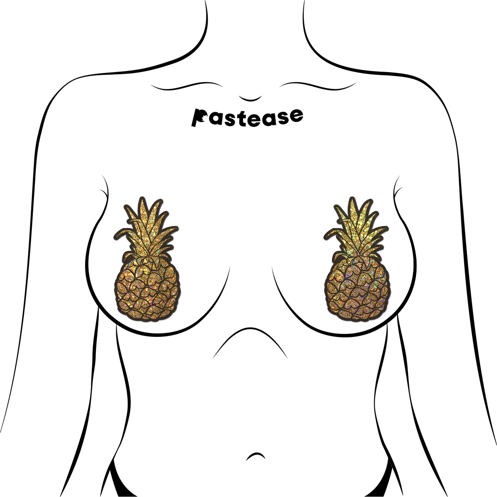 Pastease Pineapple on Glitter Gold Nipple Covers