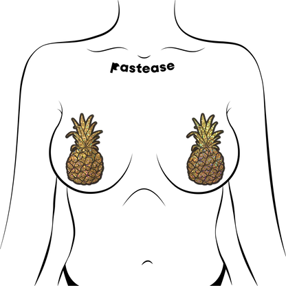 Pastease Pineapple on Glitter Gold Nipple Covers